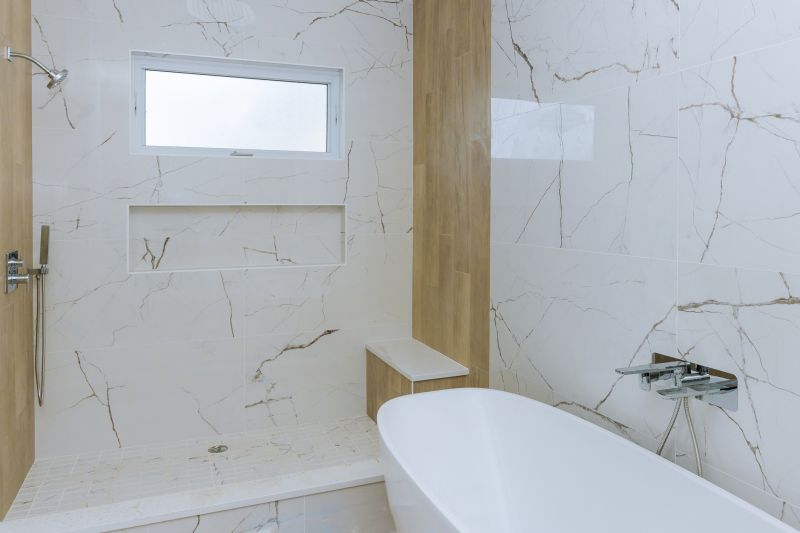 Marble Shower with Built-in Niche